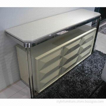 Sideboard with marble top and stainless metal frame